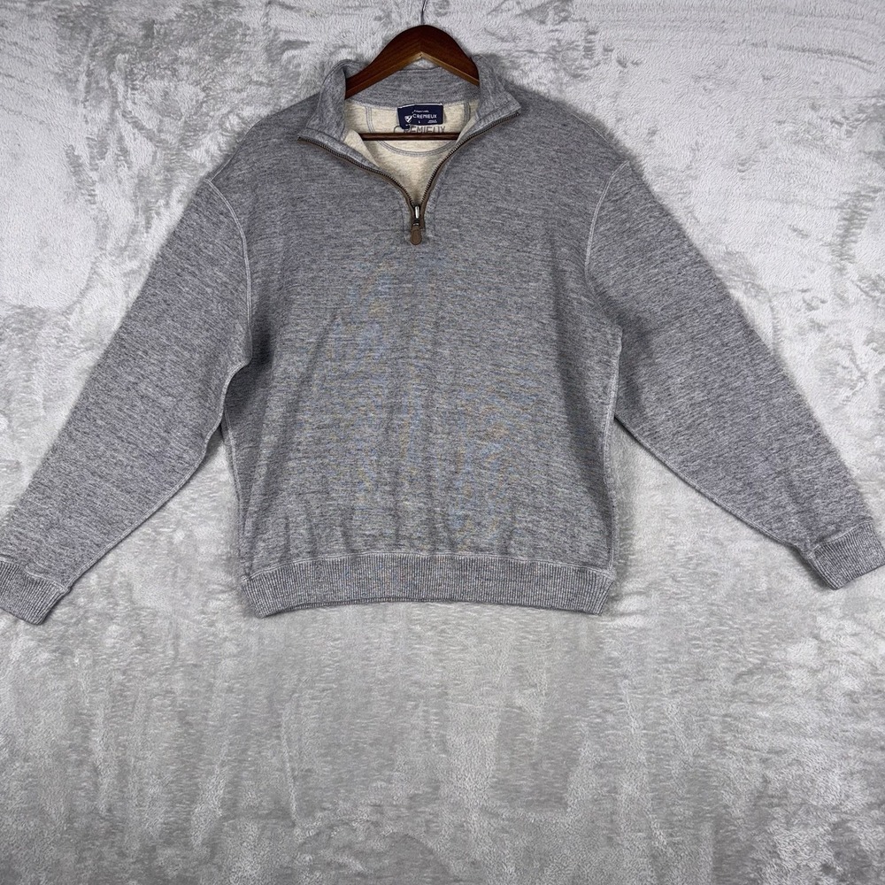 Daniel Cremieux‎ Sweater Mens Large Gray W/ Elbow Patches 1/4 Zip Casual Preppy